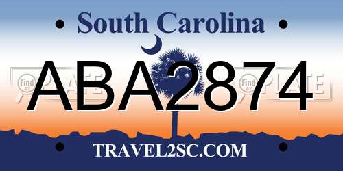 ABA2874 South Carolina License Plate