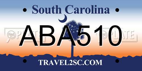 ABA510 South Carolina License Plate