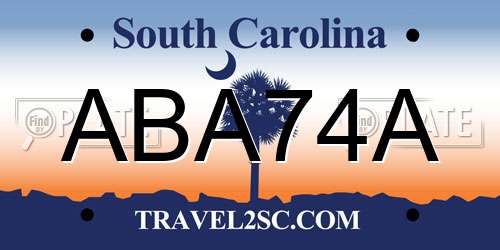 ABA74A South Carolina License Plate