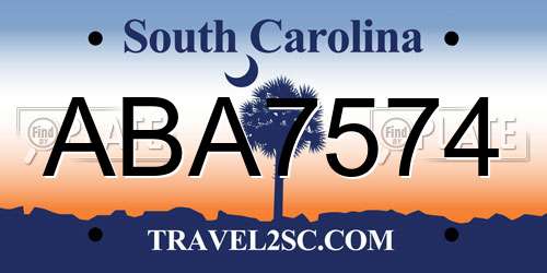 ABA7574 South Carolina License Plate