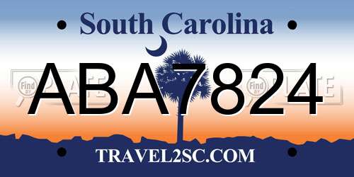 ABA7824 South Carolina License Plate