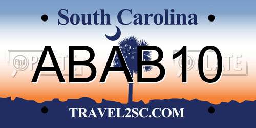 ABAB10 South Carolina License Plate