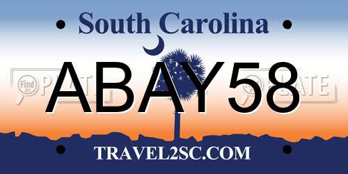 ABAY58 South Carolina License Plate