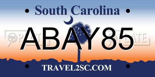 ABAY85 South Carolina License Plate