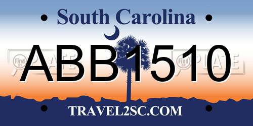 ABB1510 South Carolina License Plate