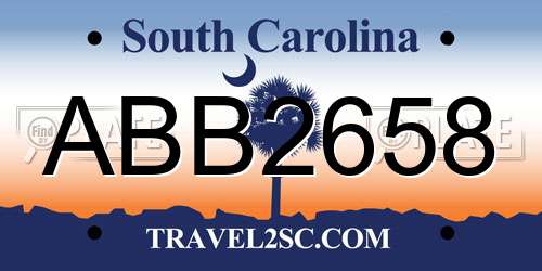 ABB2658 South Carolina License Plate