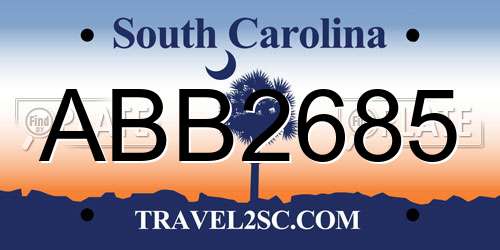 ABB2685 South Carolina License Plate