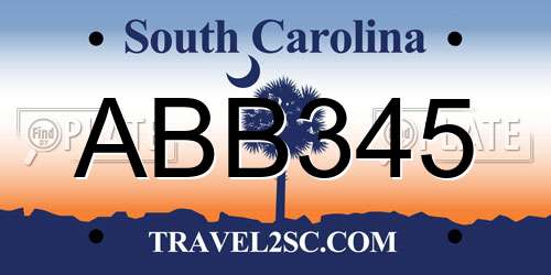 ABB345 South Carolina License Plate