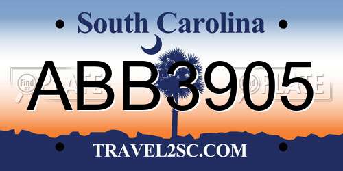 ABB3905 South Carolina License Plate