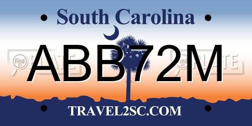 ABB72M South Carolina License Plate