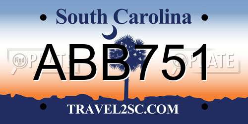 ABB751 South Carolina License Plate