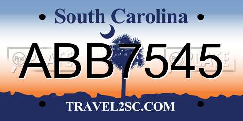 ABB7545 South Carolina License Plate