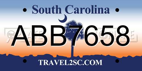 ABB7658 South Carolina License Plate