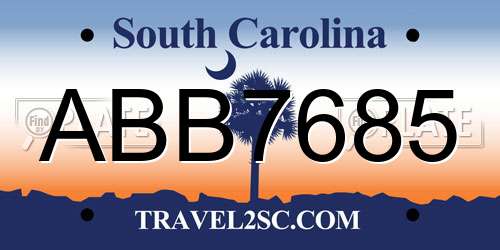 ABB7685 South Carolina License Plate