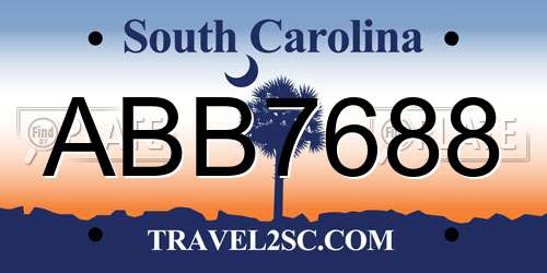 ABB7688 South Carolina License Plate