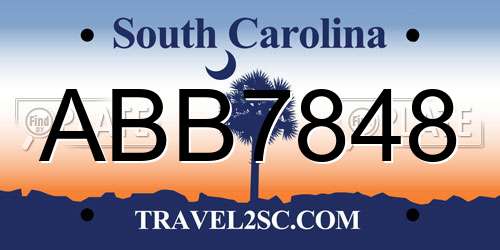 ABB7848 South Carolina License Plate