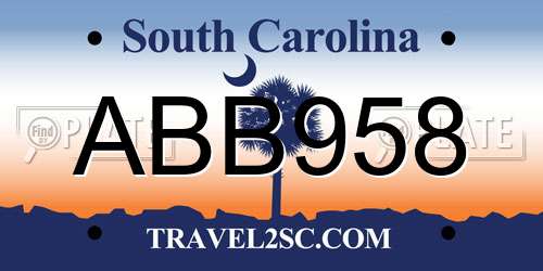 ABB958 South Carolina License Plate