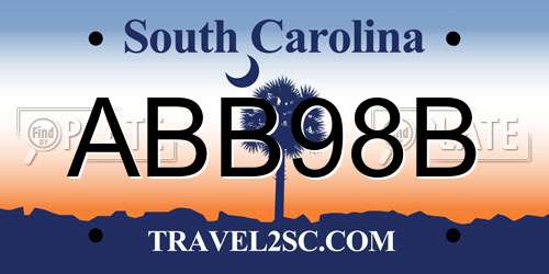 ABB98B South Carolina License Plate