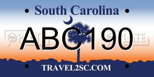 ABC190 South Carolina License Plate