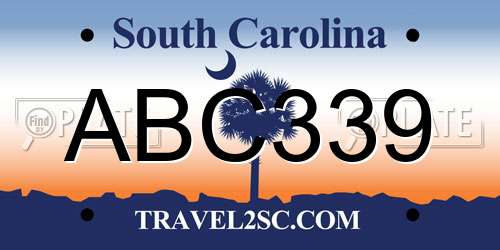 ABC339 South Carolina License Plate