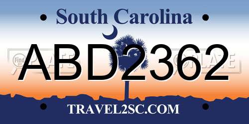 ABD2362 South Carolina License Plate