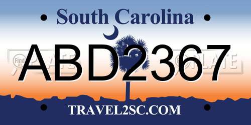 ABD2367 South Carolina License Plate