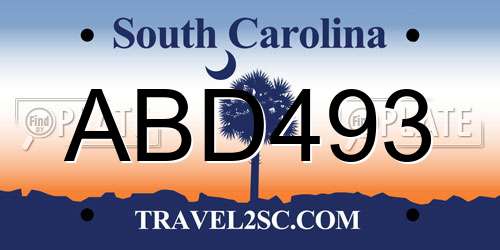 ABD493 South Carolina License Plate