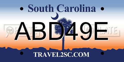 ABD49E South Carolina License Plate