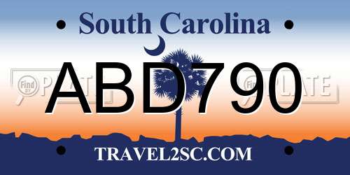 ABD790 South Carolina License Plate