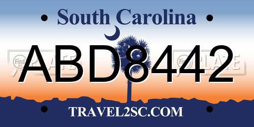 ABD8442 South Carolina License Plate