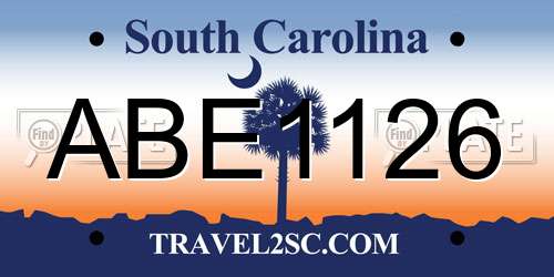 ABE1126 South Carolina License Plate