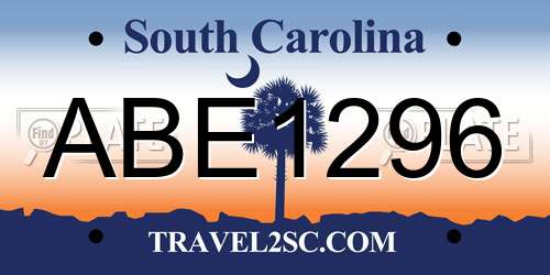 ABE1296 South Carolina License Plate