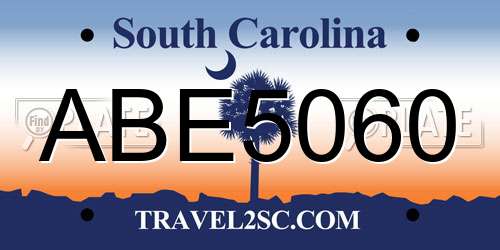 ABE5060 South Carolina License Plate