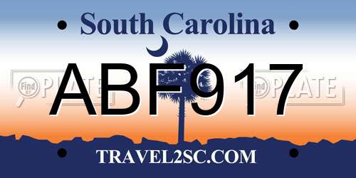 ABF917 South Carolina License Plate