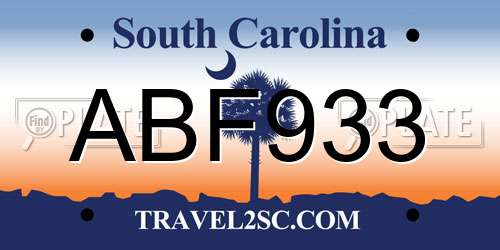 ABF933 South Carolina License Plate