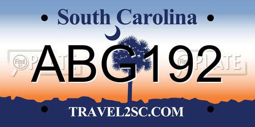 ABG192 South Carolina License Plate