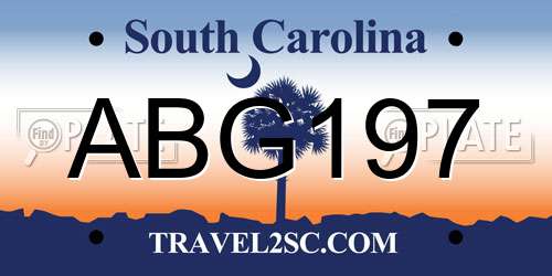 ABG197 South Carolina License Plate