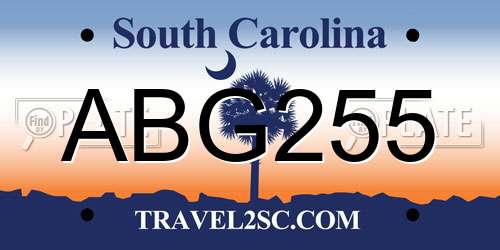 ABG255 South Carolina License Plate