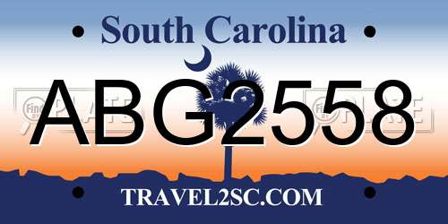 ABG2558 South Carolina License Plate