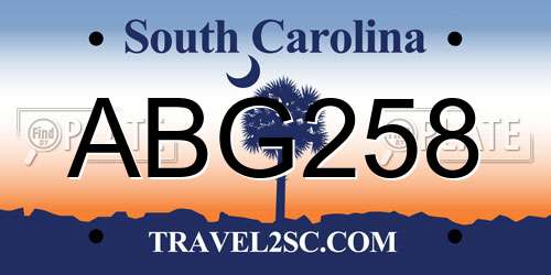 ABG258 South Carolina License Plate