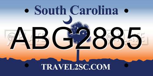 ABG2885 South Carolina License Plate
