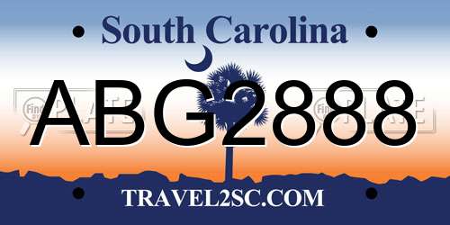 ABG2888 South Carolina License Plate