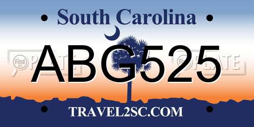 ABG525 South Carolina License Plate