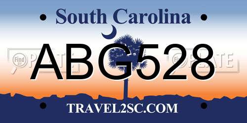 ABG528 South Carolina License Plate