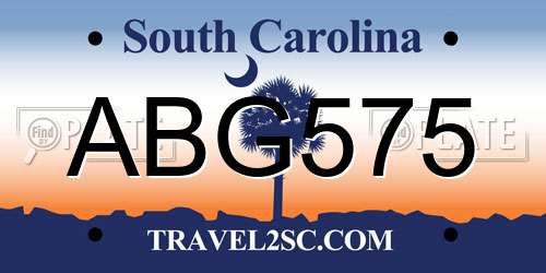 ABG575 South Carolina License Plate