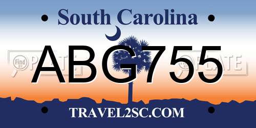 ABG755 South Carolina License Plate