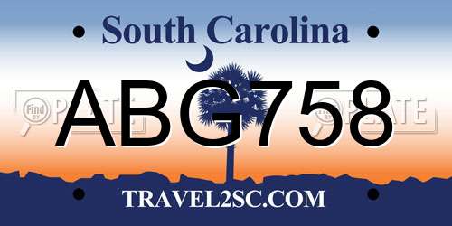 ABG758 South Carolina License Plate