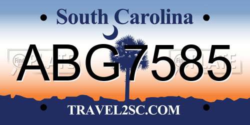 ABG7585 South Carolina License Plate