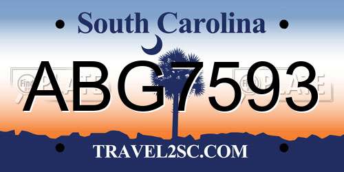 ABG7593 South Carolina License Plate