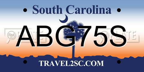 ABG75S South Carolina License Plate